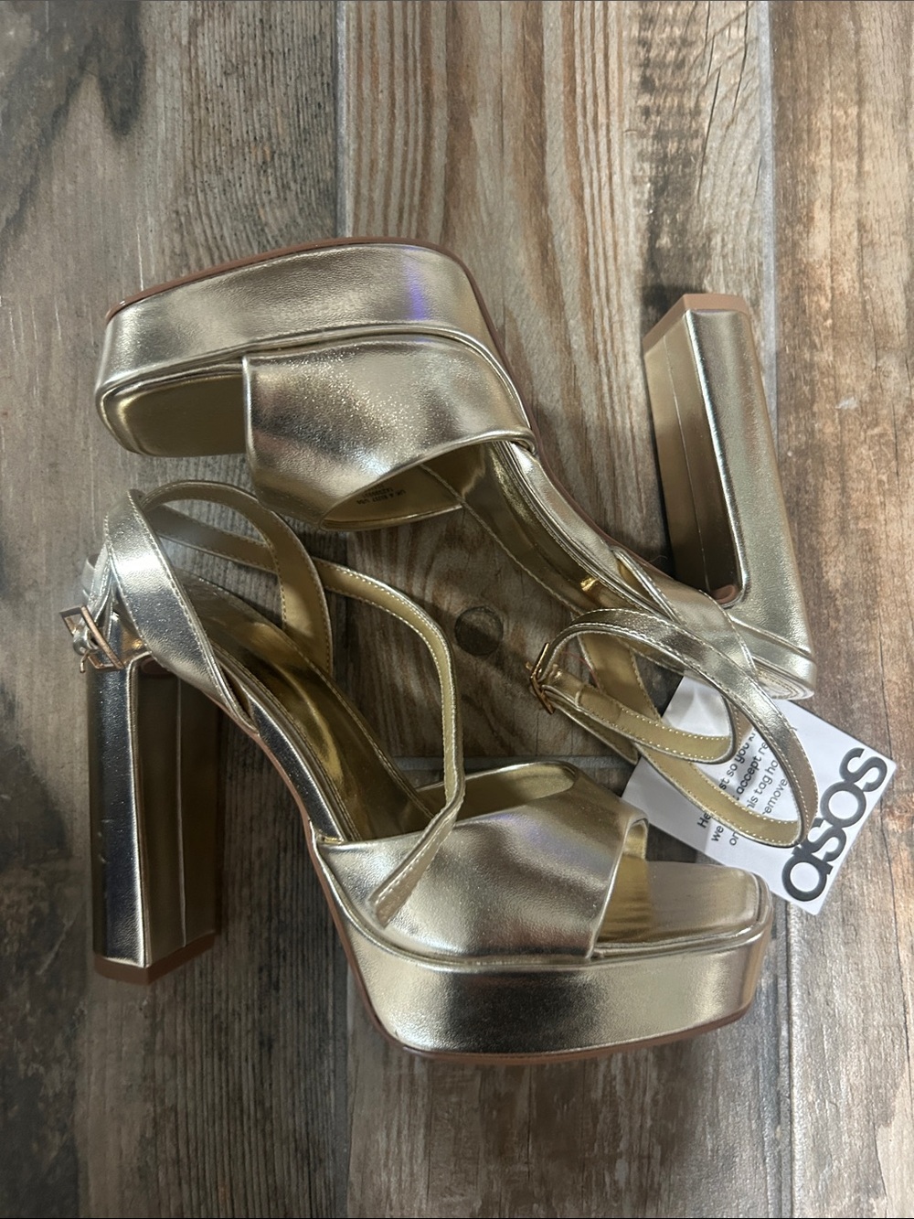 ASOS Metallic Gold Platform Block Heels